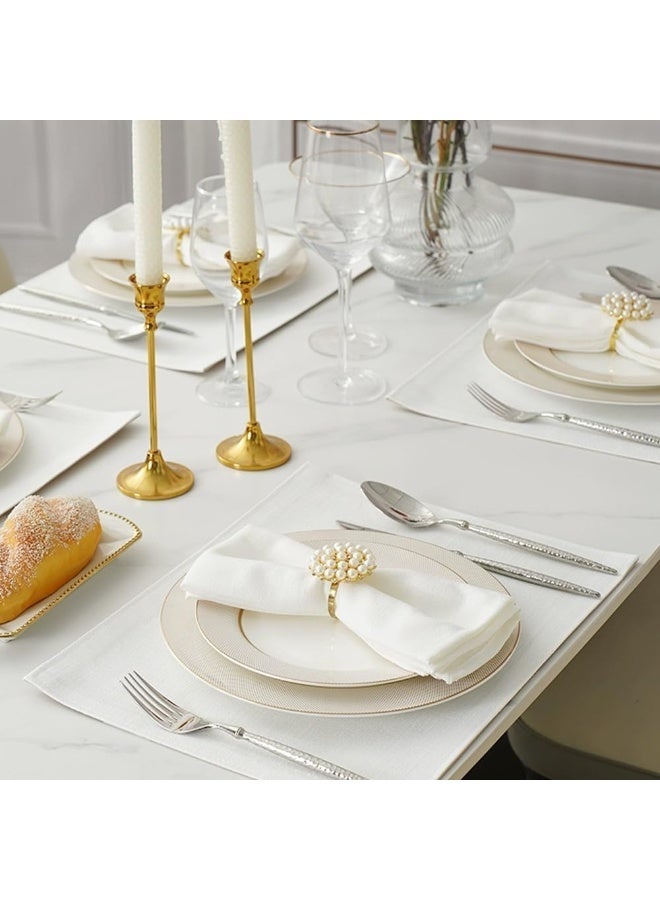 ChicAbode 12 حزمة مناديل قماش مجموعة مناديل قماش أبيض قابلة لإعادة الاستخدام الاستخدام اليومي مناديل قماش العشاء قابلة للغسيل مناديل ناعمة للحفلات المطاعم طاولة بار المنزل ديكور 43 × 43 سم - Image 4